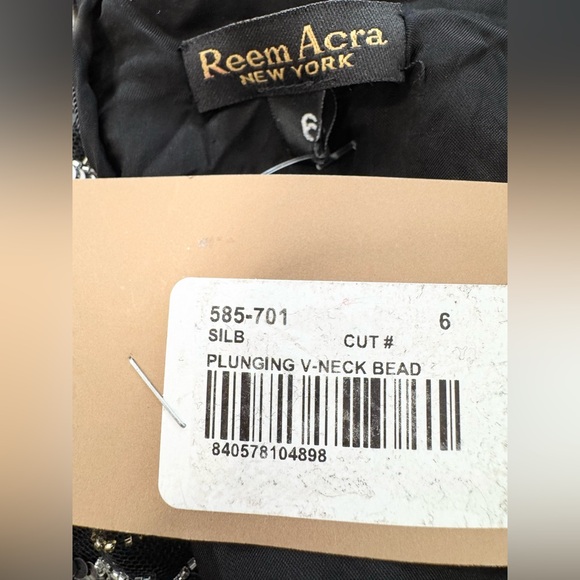 Reem Acra Plunging V-Neck Beaded Gown Sequined Maxi Dress - Picture 14 of 15